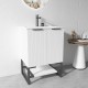 3D-2W 600x450x850mm White Floor Standing Plywood Vanity with Stainless Black Frame Leg And Shelf